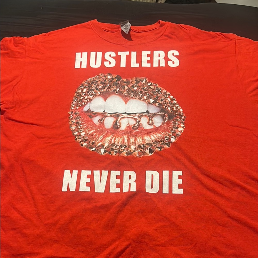 Red Short Sleeve Tee with Graphic Design
